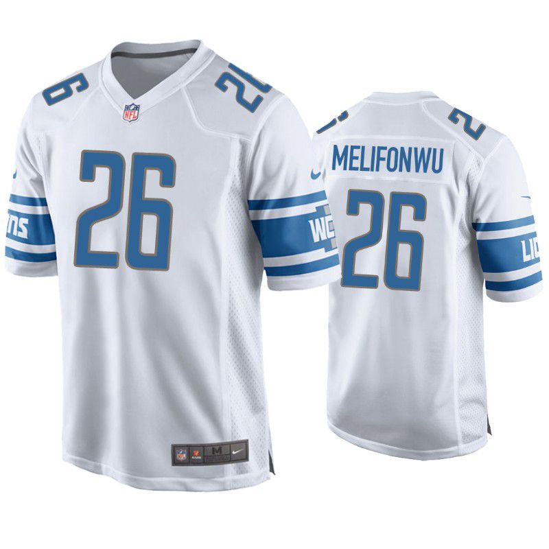 Men Detroit Lions 26 Ifeatu Melifonwu Nike White Game NFL Jersey